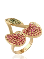 CAROLINA BUCCI - TROPICALIA PAVÉ KIRSCH-RING - RED RUBIES