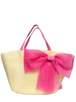 RED VALENTINO - BORSA IN ECO RAFIA E PELLE - NATURALE/ROSA