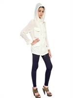 KAI AAKMANN - JACKE AUS SATINKREPP & CHIFFON MIT KAPUZE - ELFENBEIN
