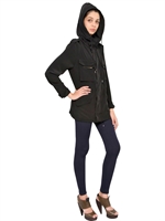 KAI AAKMANN - JACKE AUS SATINKREPP & CHIFFON MIT KAPUZE - SCHWARZ