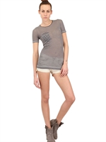 ISABEL MARANT ÉTOILE - STRIPED SUPER LIGHT JERSEY T-SHIRT - WHITE/MIDNIGHT