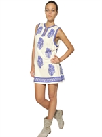 ISABEL MARANT ÉTOILE - BESTICKTES KLEID AUS ROHSEIDE - WEISS/BLAU
