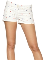 ISABEL MARANT ÉTOILE - SHORTS IN DENIM DI COTONE CON STELLE RICAMATE - BIANCO