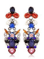 ERICKSON BEAMON - TRIBAL PATCHWORK EARRINGS - RED/BLUE