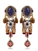 ERICKSON BEAMON - TRIBAL PATCHWORK EARRINGS - BLUE