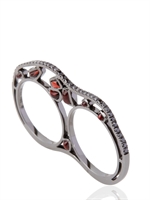 NESSA - K.O. RING AUS SCHWARZEM GOLD UND DIAMANTEN - SCHWARZ GRÜN