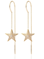 NESSA - GOLD AND DIAMONDS STAR PENDANTS EARRINGS - YELLOW GOLD
