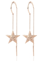 NESSA - GOLD AND DIAMONDS STAR PENDANTS EARRINGS - ROSE GOLD