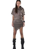 DEMOBAZA - DRAPIERTES KLEID AUS BAUMWOLLJERSEY MIT SCHNÜREN - STAUB