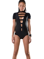 DEMOBAZA - CUT OUT LYCRA BATHING SUIT - BLACK