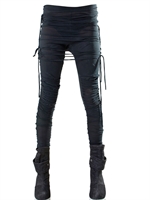 DEMOBAZA - STRINGS COTTON JERSEY LEGGINGS - BLACK