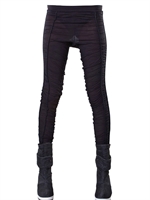 DEMOBAZA - RUCHED COTTON JERSEY LEGGINGS - BLACK