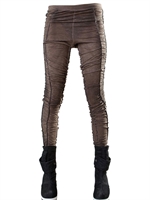 DEMOBAZA - RUCHED COTTON JERSEY LEGGINGS - BROWN