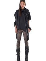 DEMOBAZA - ASYMMETRISCHES BAUMWOLLJERSEY-TOP MIT ROLLKRAGEN - SCHWARZ
