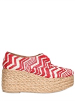 JEFFREY CAMPBELL - ZEPPE IN RAFIA E CORDA 80MM - ROSSO/BIANCO