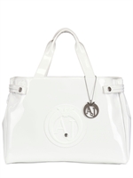 ARMANI JEANS - GROßE TOTE AUS VINYL MIT GEPRÄGTEM LOGO - WEIß