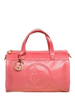 ARMANI JEANS - HANDTASCHE AUS LEDERIMITAT MIT GEPRÄGTEM LOGO - PINK