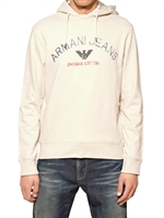 ARMANI JEANS - FLEECE BIO BAUMWOLLE SWEATSHIRT MIT KAPUZE - OFF WEISS
