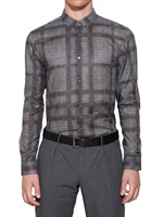 BURBERRY LONDON - BEDRUCKTES BAUMWOLL POPELINE HEMD - DUNKELGRAU