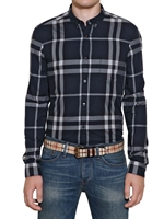 BURBERRY BRIT - LEICHTES KARIERTES BAUMWOLL OXFORD HEMD - NAVYBLAU