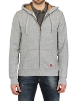 BURBERRY BRIT - HOODED COTTON FLEECE SWEATSHIRT - GREY