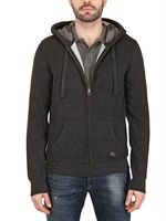 BURBERRY BRIT - HOODED COTTON FLEECE SWEATSHIRT - CHARCOAL