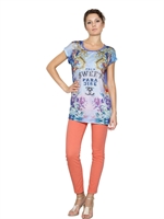 SWEET MATILDA - PRINTED TECHNO JERSEY & STRASS T-SHIRT - MULTI