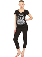 SWEET MATILDA - PRINTED JERSEY MELANGE T-SHIRT - BLACK
