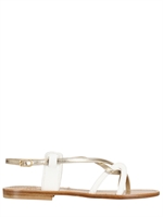 POSITANO - METALLIC LEATHER FLATS - GOLD/WHITE