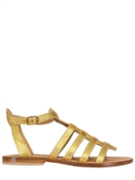 POSITANO - METALLIC LEATHER GLADIATOR FLATS - GOLD