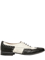 CORVARI - 20MM WASHED LEATHER OXFORD LACE-UP SHOES - WHITE /BLACK