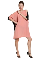 SPACE - TECHNO SATIN DRESS - PEACH/BLACK