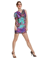 SPACE - PRINTED TECHNO SATIN DRESS - MULTI