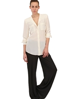 SPACE - CREPE DE CHINE SILK SHIRT - IVORY