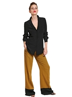 SPACE - CREPE DE CHINE SILK SHIRT - BLACK