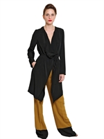 SPACE - TECHNO SATIN DECONSTRUCTED TRENCH COAT - BLACK