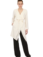 SPACE - TECHNO SATIN DECONSTRUCTED TRENCH COAT - WHITE