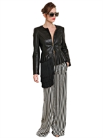 SPACE - LEATHER PEPLUM BIKER JACKET - BLACK