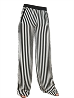 SPACE - STRIPED TECHNO SATIN TROUSERS - WHITE/BLACK