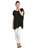SPACE - CREPE DE CHINE TOP - BLACK