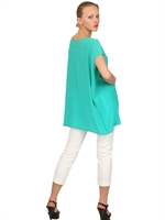 SPACE - CREPE DE CHINE TOP - TURQUOISE