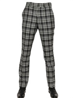 ALEXANDER MCQUEEN - 19CM CHECKED VIRGIN WOOL TROUSERS - MULTI BLACK