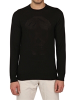 ALEXANDER MCQUEEN - MAGLIA IN LANA CON TESCHIO PERFORATO - NERO