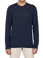 ALEXANDER MCQUEEN - MAGLIA IN LANA CON TESCHIO PERFORATO - BLU SCURO