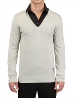 ALEXANDER MCQUEEN - MAGLIA IN CASHMERE CON TESCHIO RICAMATO - GRIGIO CHIARO