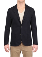 LANVIN - JERSEY EFFECT TWO BUTTON COTTON JACKET - NAVY