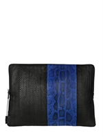 LANVIN - PYTHON & SNAKESKIN LAPTOP CASE - BLUE/BLACK
