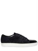 LANVIN - SUEDE AND PATENT LEATHER SNEAKERS - BLACK