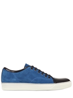 LANVIN - SUEDE AND PATENT LEATHER SNEAKERS - BLUE/NAVY