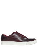 LANVIN - MATT LEATHER SNEAKERS - BORDEAUX
